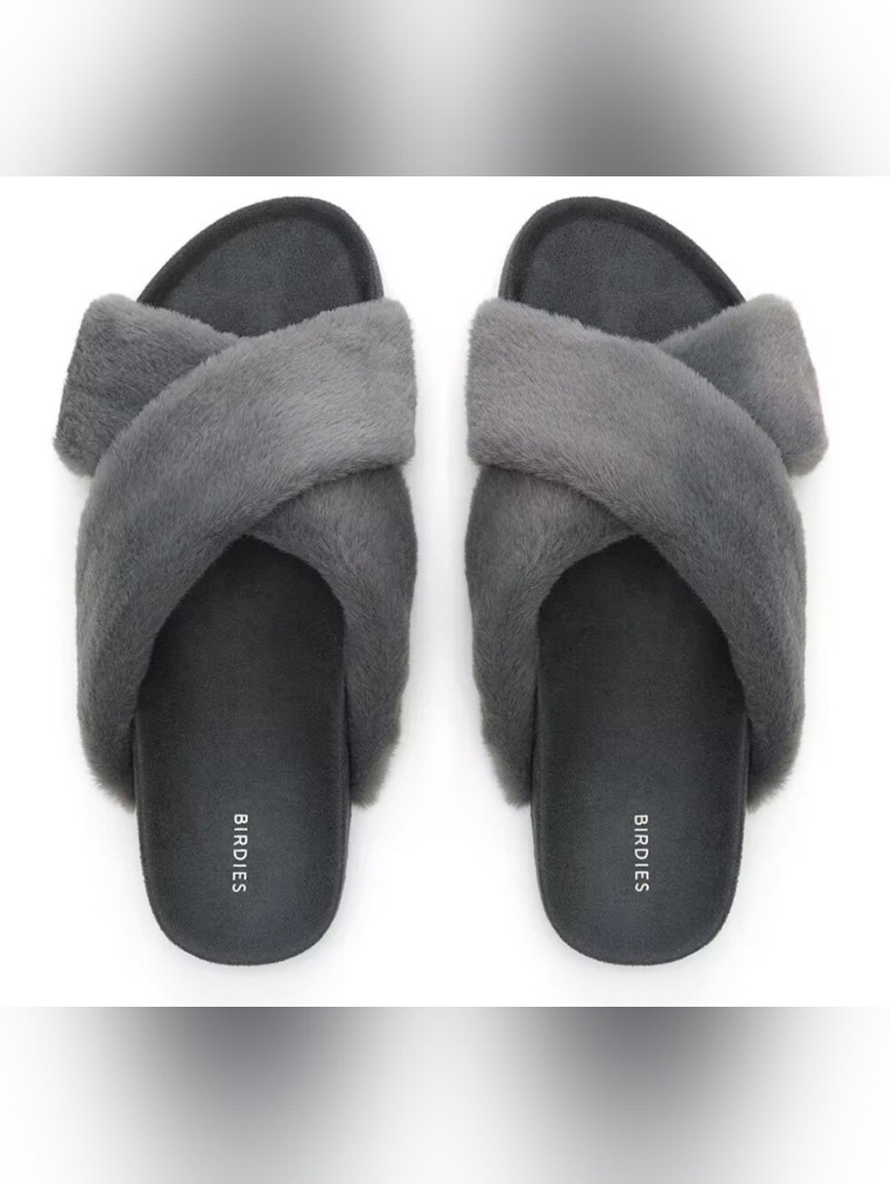Birdies The Robin Faux Fur Slippers - Pewter - Size 10.5
